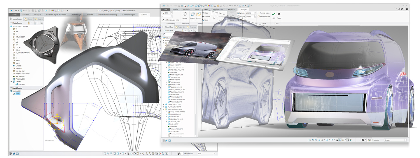 Examples for products modelled with Creo Parametric, Freestyle