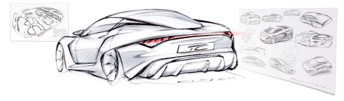 Free hand car-design sketches by Thomas Clever